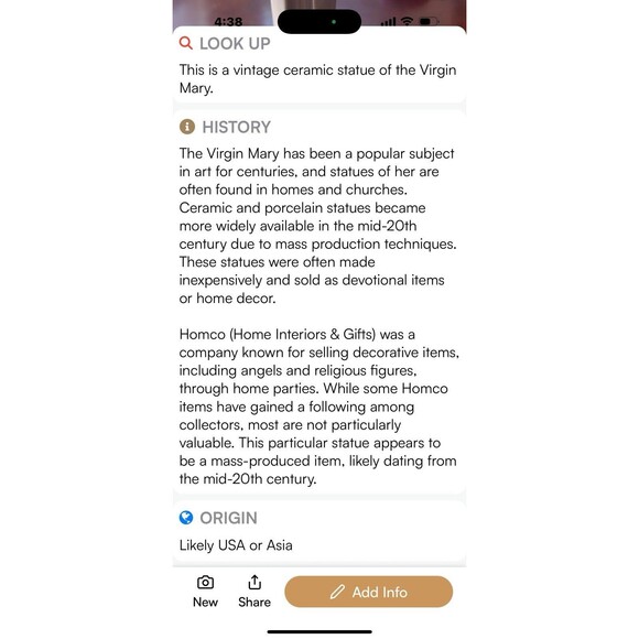 Vintage White Ceramic 1425 Praying Mary Madonna 9 1/4" Figurine Statue - Picture 4 of 5